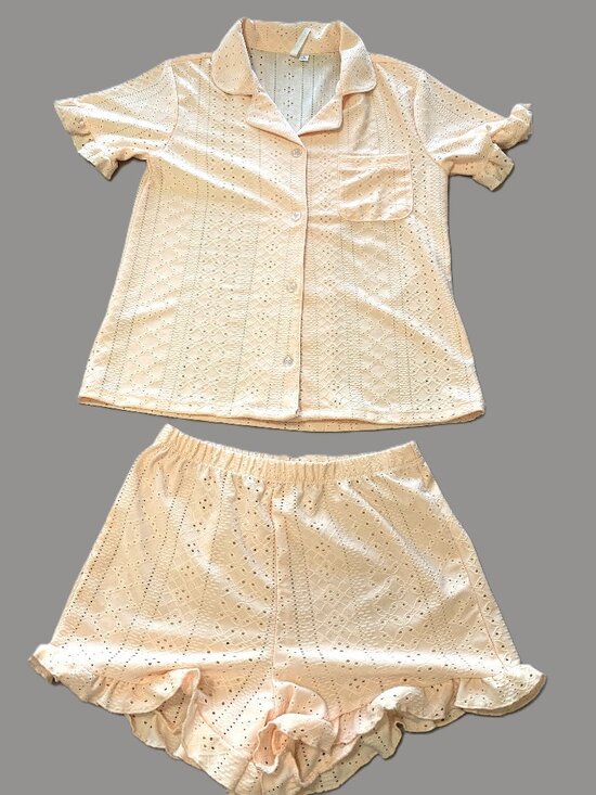 Lights Off Other - Never Worn Peach Women Pajamas Shorts Sleeves Top/Shorts Ruffles Size S